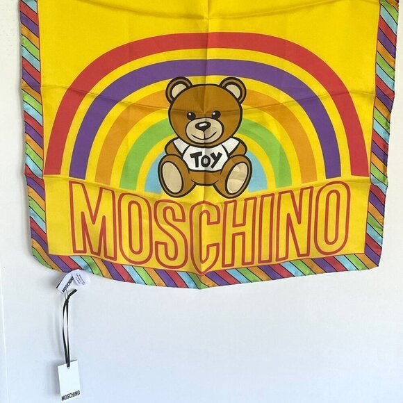 Moschino Rainbow Teddy Bear Silk Scarf - Picture 5 of 5